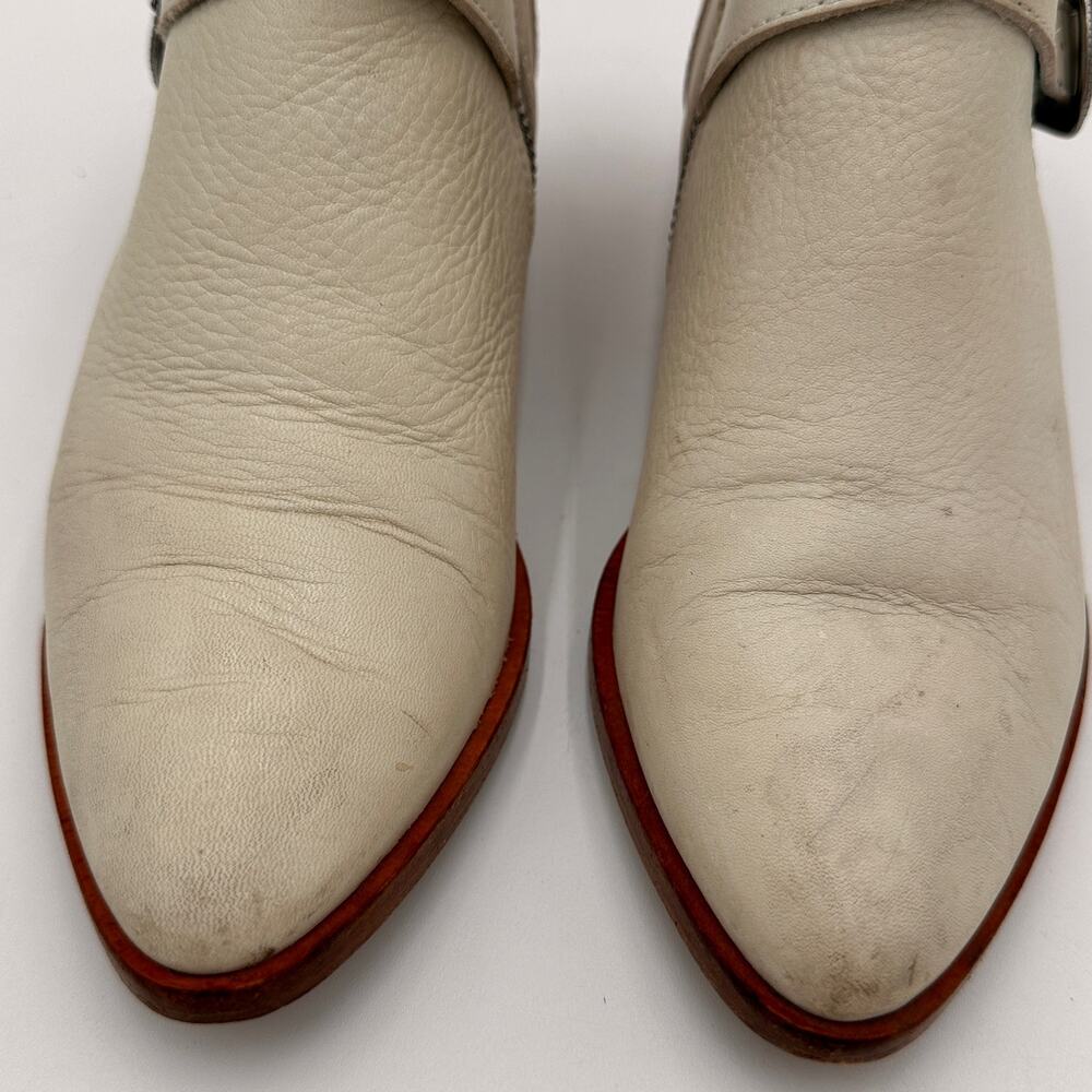Frye Cream Ankle Boots with Silver Buckles - Picture 8 of 11